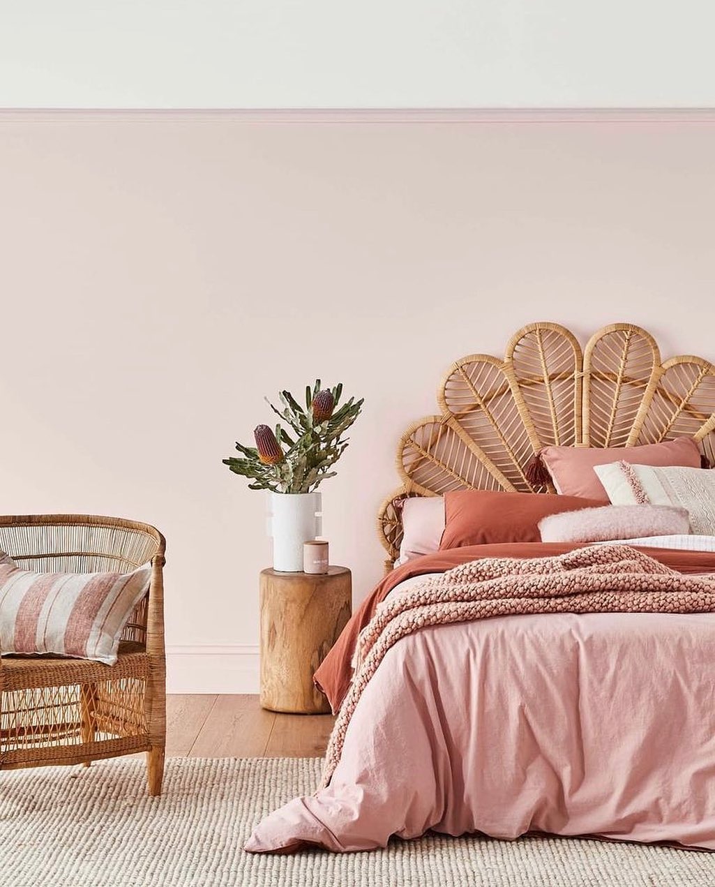 Bedroom painted in Petal Pink