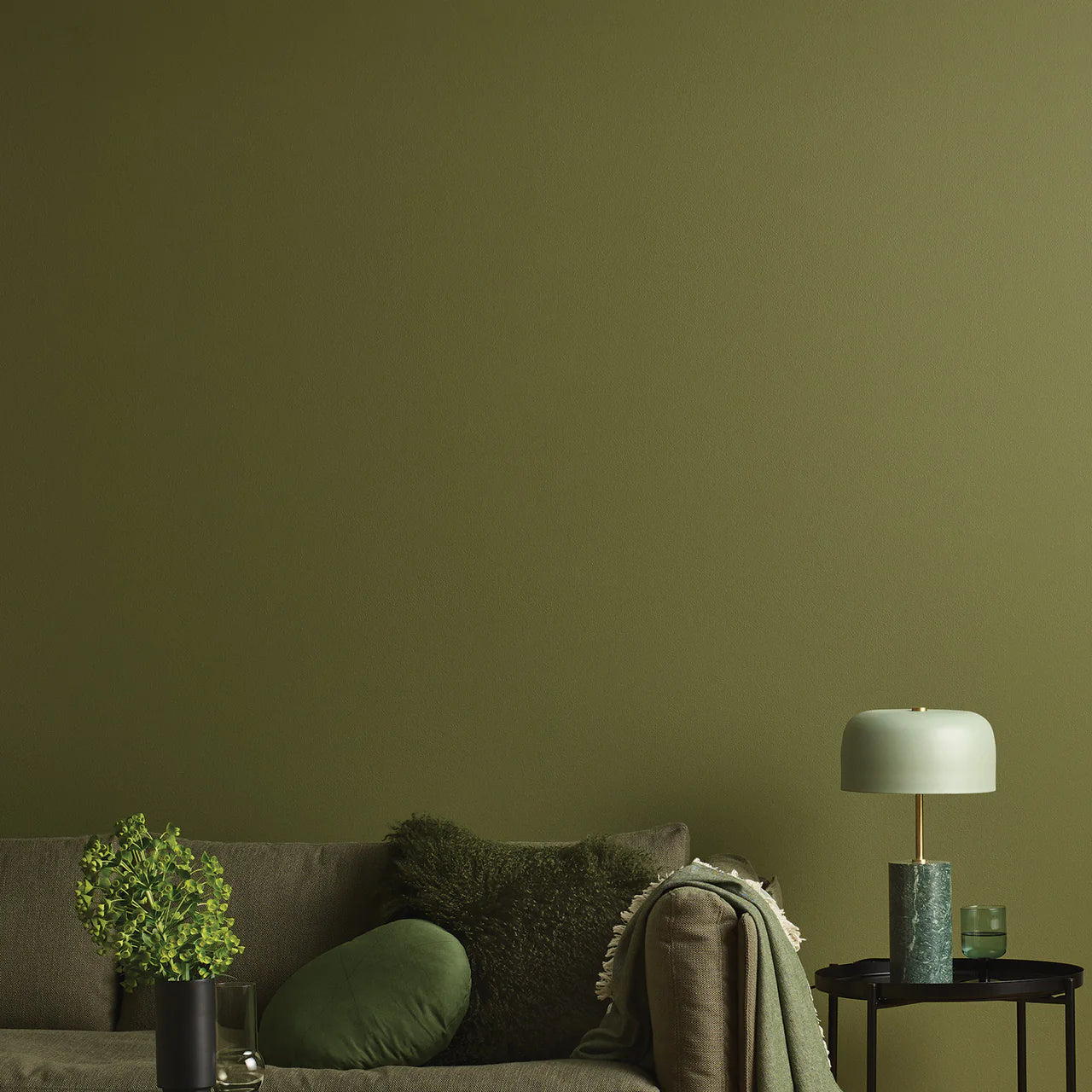 Timberline, A Rich Warm Green Paint  A soothing olive green. Creates a serene and comfortable atmosphere that is p