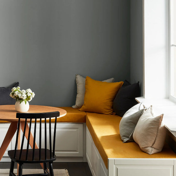 Shell Grey: A Mid-tone Grey Paint A warmer shade of grey that is cozy in interiors, and elegant on exteriors. *Sample jars of Shell Grey are only available in Eggshell Acrylic