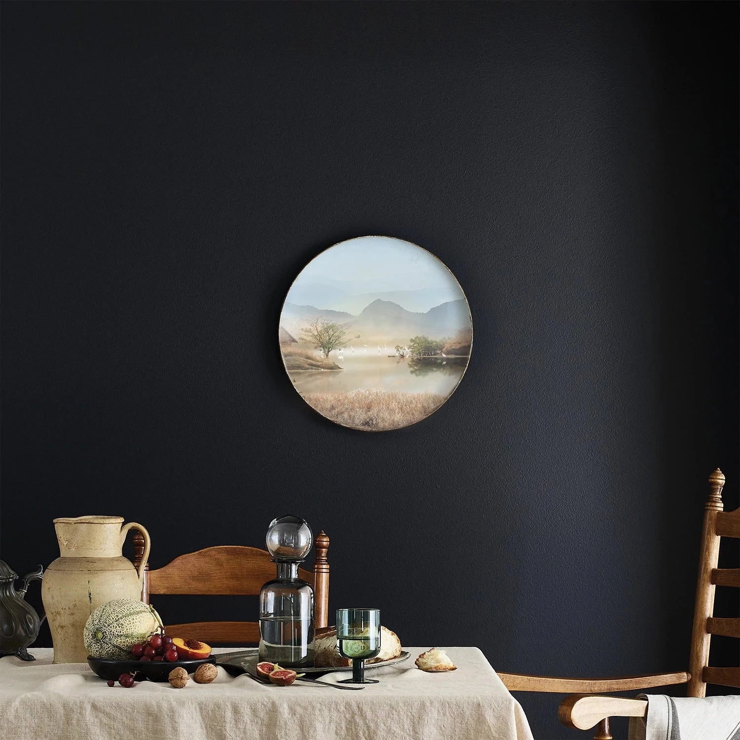 Wall painted in bold black paint