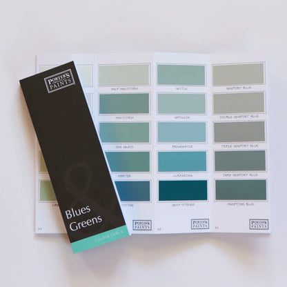 Color swatch book with 
Blues Greens
 color palette 