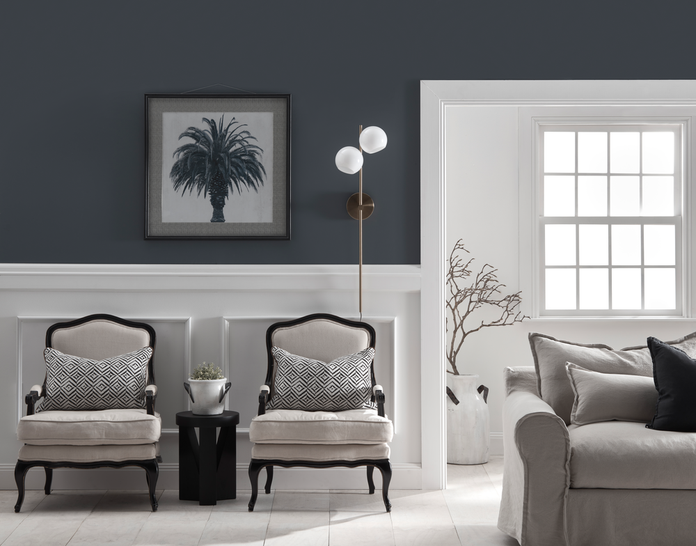 Eggshell finish, Gunmetal Grey
Caption: With a mix of antique and modern furniture, this stunning room @seaview_in_the_glebe in Hobart, Tasmania is both rich and inviting. Featuring &