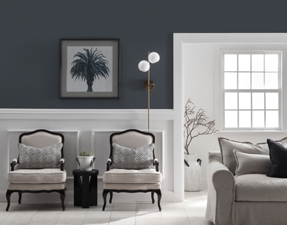 Eggshell finish, Gunmetal Grey
Caption: With a mix of antique and modern furniture, this stunning room @seaview_in_the_glebe in Hobart, Tasmania is both rich and inviting. Featuring &