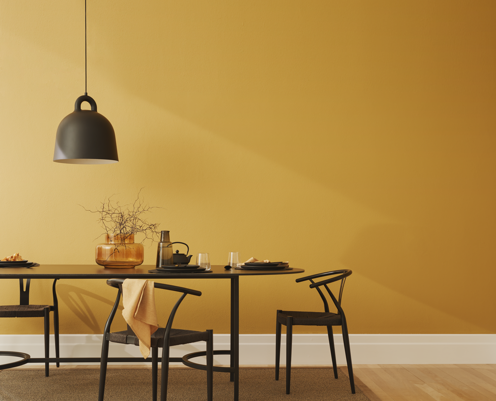 Sundance in Eggshell Acrylic  A true rich turmeric that creates a dramatic tonal statement.  OCHRES, YELLOWS AND ORANGES