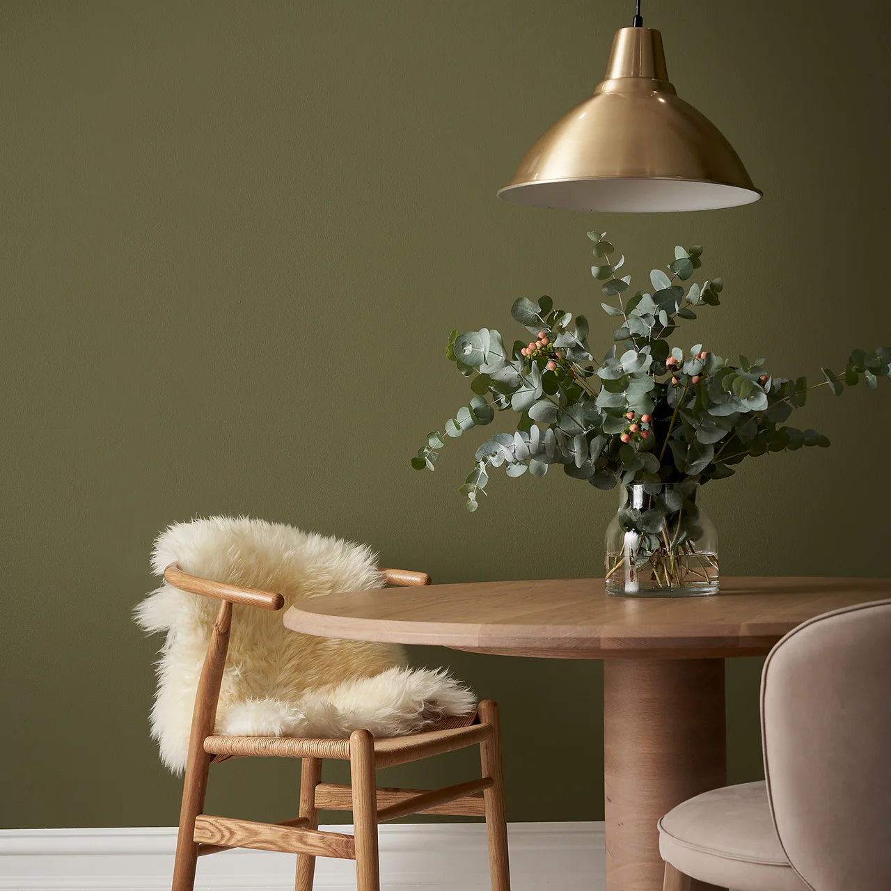 Timberline, A Rich Warm Green Paint  A soothing olive green. Creates a serene and comfortable atmosphere that is perfect for all living areas.