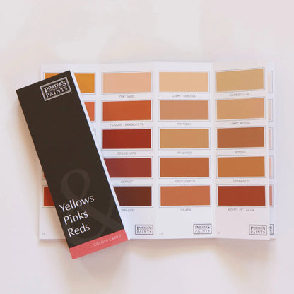 Sydney Harbour Paint Company Color chart with yellow, pink, and red swatches next to a Porter&